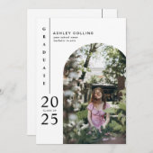 Moderne zwart-witte boog foto afstudeerfeest kaart (Voorkant / Achterkant)