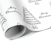 Moderne zwart-witte boom minimalistische kerst cadeaupapier (Rol Hoek)