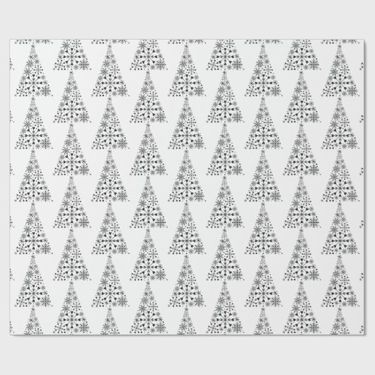 Moderne zwart-witte boom minimalistische kerst cadeaupapier (Vlak)