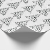 Moderne zwart-witte boom minimalistische kerst cadeaupapier (Hoek)