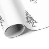Moderne zwart-witte boom minimalistische kerst cadeaupapier (Rol Hoek)