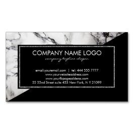 Moderne zwart-witte driehoek marmeren steen visitekaartje magneet