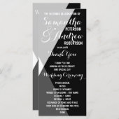 Moderne zwart witte driehoeken Trouwprogramma Programmakaart (Voorkant / Achterkant)