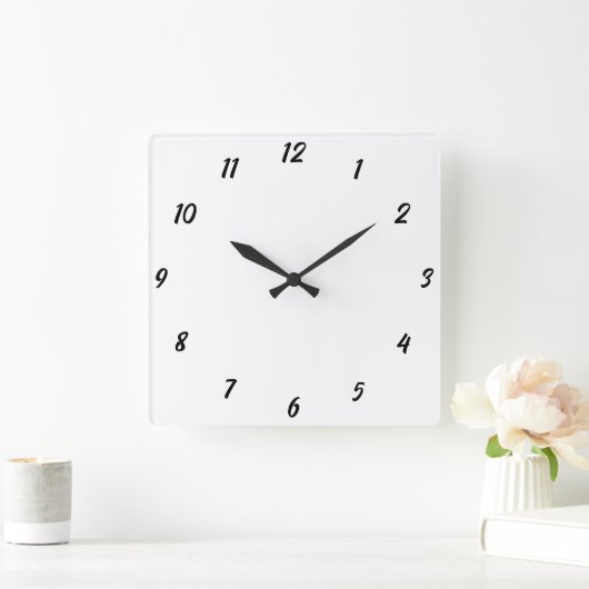 Moderne Zwart Witte Elegante Aangepaste Kleur Cade Vierkante Klok (Huis)
