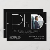 Moderne Zwart Witte Foto PhD Afstuderen Kaart (Voorkant / Achterkant)