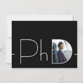 Moderne Zwart Witte Foto PhD Afstuderen Kaart (Achterkant)