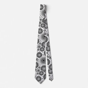 Moderne Zwart Witte Geometrische Bloemen Steruitba Stropdas