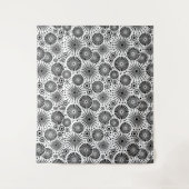 Moderne Zwart Witte Geometrische Bloemen Steruitba Wandkleed (Voorkant)