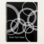 Moderne Zwart Witte Geometrische Cirkel Planner (Voorkant)