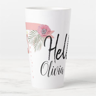 Moderne zwart-witte Hallo met persoonlijke Nam Latte Mok