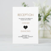 Moderne Zwart-Witte Hart Ontvangstkaart Kaart (Staand voorkant)