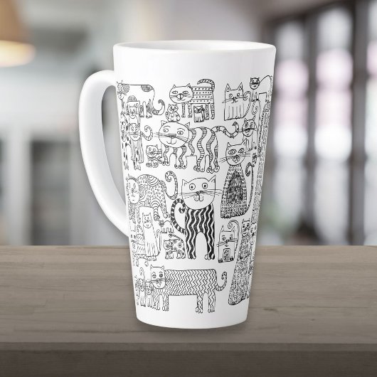 Moderne zwart-witte katten en kittens decoratief latte mok
