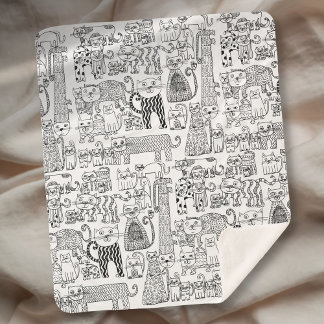 Moderne zwart-witte katten en kittens met patronen sherpa deken