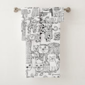 Moderne zwart-witte katten en kittens Patroon Bad Handdoek (Insitu)