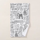 Moderne zwart-witte katten en kittens Patroon Bad Handdoek (Handdoek)