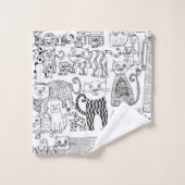 Moderne zwart-witte katten en kittens Patroon Bad Handdoek (Wasdoekje)
