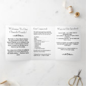 Moderne Zwart Witte Kerkconnectiebrochures Drieluik Kaart (Binnen)