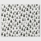 Moderne zwart-witte kerstboom cadeaupapier (Vlak)