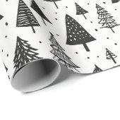 Moderne zwart-witte kerstboom cadeaupapier (Rol Hoek)