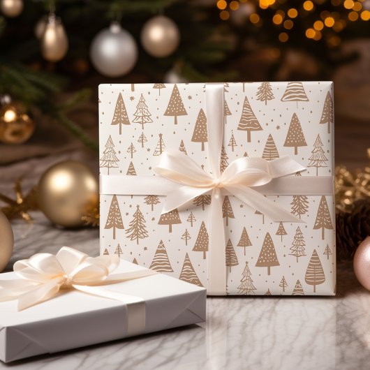 Moderne zwart-witte kerstboom cadeaupapier
