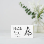 Moderne zwart-witte kerstboom Dank u Visitekaartje (Staand voorkant)