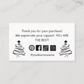 Moderne zwart-witte kerstboom Dank u Visitekaartje (Achterkant)