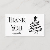 Moderne zwart-witte kerstboom Dank u Visitekaartje (Voorkant)
