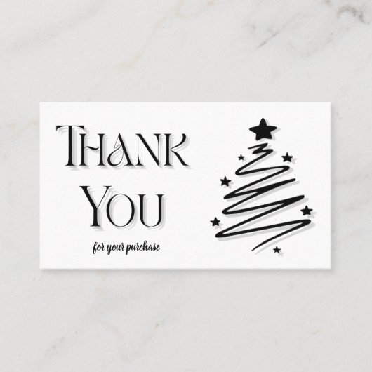 Moderne zwart-witte kerstboom Dank u Visitekaartje (Voorkant)