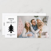 Moderne zwart-witte kerstboom met foto feestdagenkaart (Voorkant / Achterkant)
