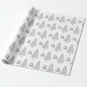 Moderne Zwart Witte Kerstverpakking Cadeaupapier (Uitgerold)