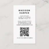 Moderne Zwart-Witte Marmeren QR-Code Zakelijk Visitekaartje (Voorkant)