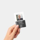 Moderne Zwart Witte Metal Personeelsfoto ID Badge (Handheld)