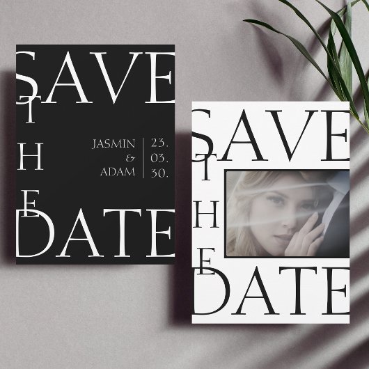 Moderne Zwart Witte Minimaal Foto Huwelijk Save The Date
