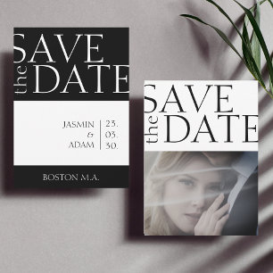 Moderne Zwart Witte Minimaal Foto Huwelijk Save The Date