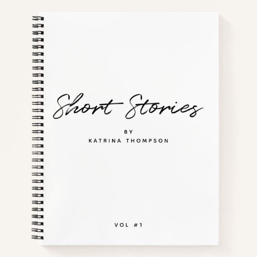 Moderne Zwart Witte Minimalistische Scriptie Korte Notitieboek (Voorkant)
