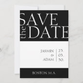 Moderne Zwart Witte Minimalistische Typografie Tro Save The Date (Voorkant)