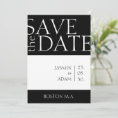 Moderne Zwart Witte Minimalistische Typografie Tro Save The Date (Staand voorkant)