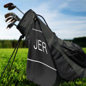 Moderne Zwart Witte Monogram Golfhanddoek