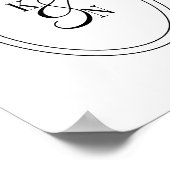 Moderne Zwart Witte Monogram Initiaal Huwelijk Kop Poster (Hoek)