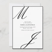 Moderne Zwart Witte Monogram save the date (Voorkant)