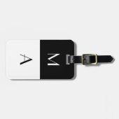 Moderne zwart-witte monogrammen bagagelabel (Voorkant horizontaal)