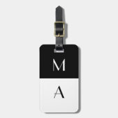 Moderne zwart-witte monogrammen bagagelabel (Voorkant verticaal)