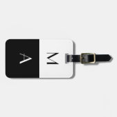 Moderne zwart-witte monogrammen bagagelabel (Voorkant horizontaal)