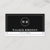 Moderne zwart-witte monogrammen contactkaartje (Voorkant)