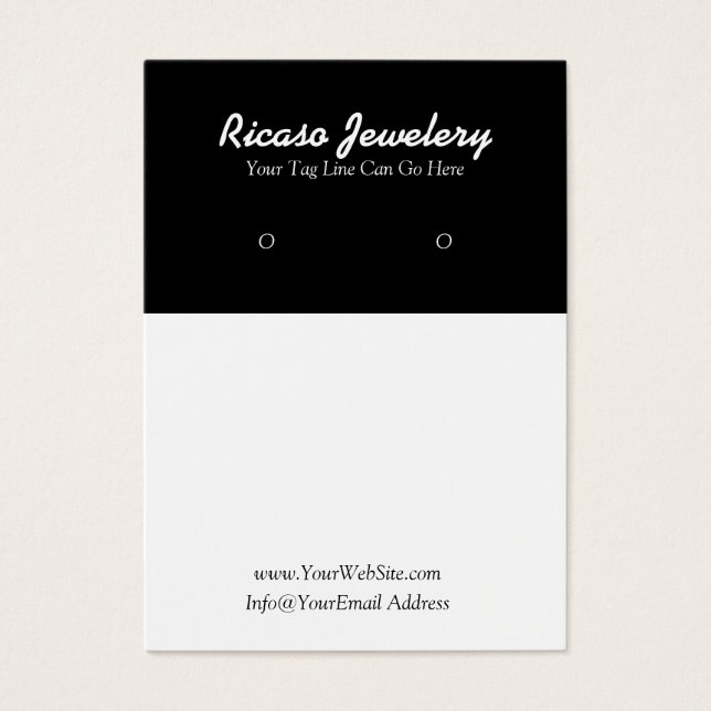 Moderne zwart-witte oorbel achtergrond visitekaartjes (Voorkant)