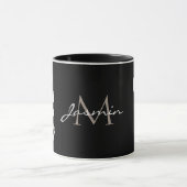 Moderne zwart-witte orchidee monogrammok mok (Midden)