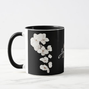 Moderne zwart-witte orchidee monogrammok mok