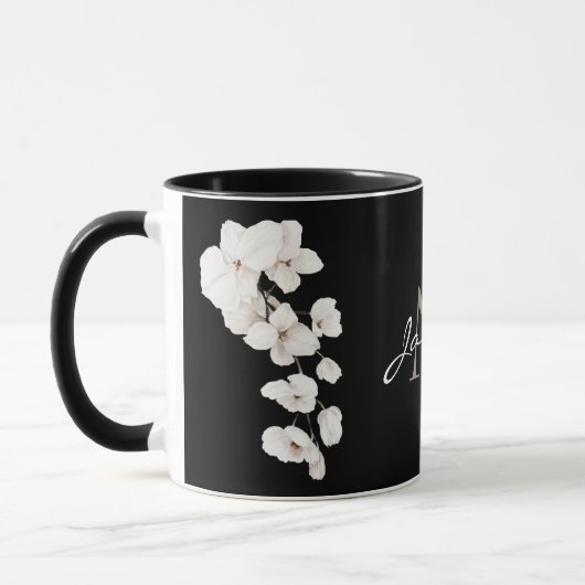 Moderne zwart-witte orchidee monogrammok mok (Links)