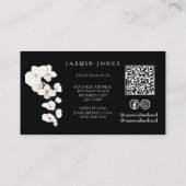 Moderne Zwart Witte Orchidee QR Code Bloem Visitekaartje (Achterkant)
