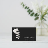 Moderne Zwart Witte Orchidee QR Code Bloem Visitekaartje (Staand voorkant)